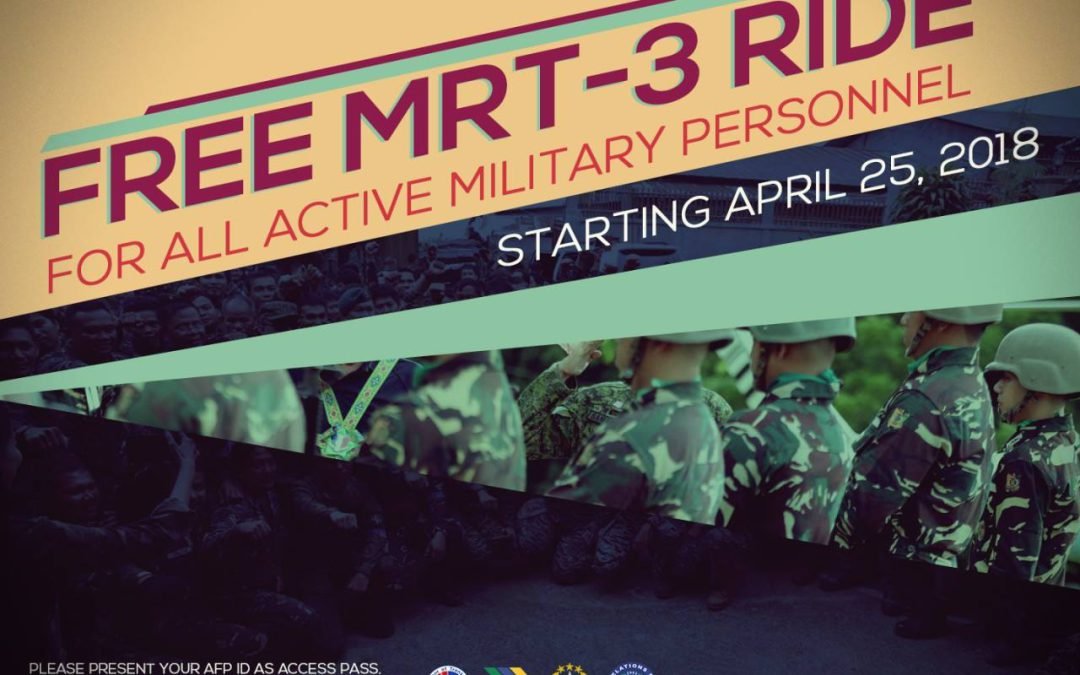 MRT-3 to give free rides to soldiers starting April 25