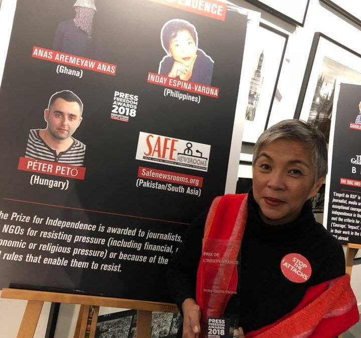 RSF awards Inday Espina-Varona with Press Freedom Independence Prize