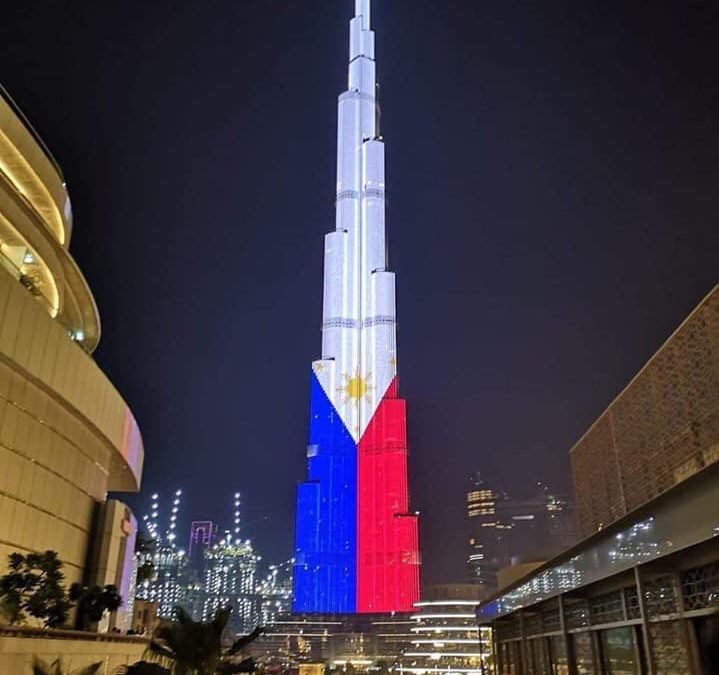 World’s tallest building in Dubai displays Pinoy colors on Independence Day
