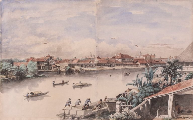 Charles Andrews Pasig River watercolor painting