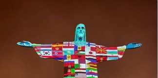 Christ Redeemer with flags