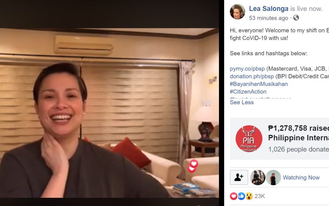 WATCH: Lea Salonga free Facebook Live concert raises 2 Million pesos for health workers, urban poor