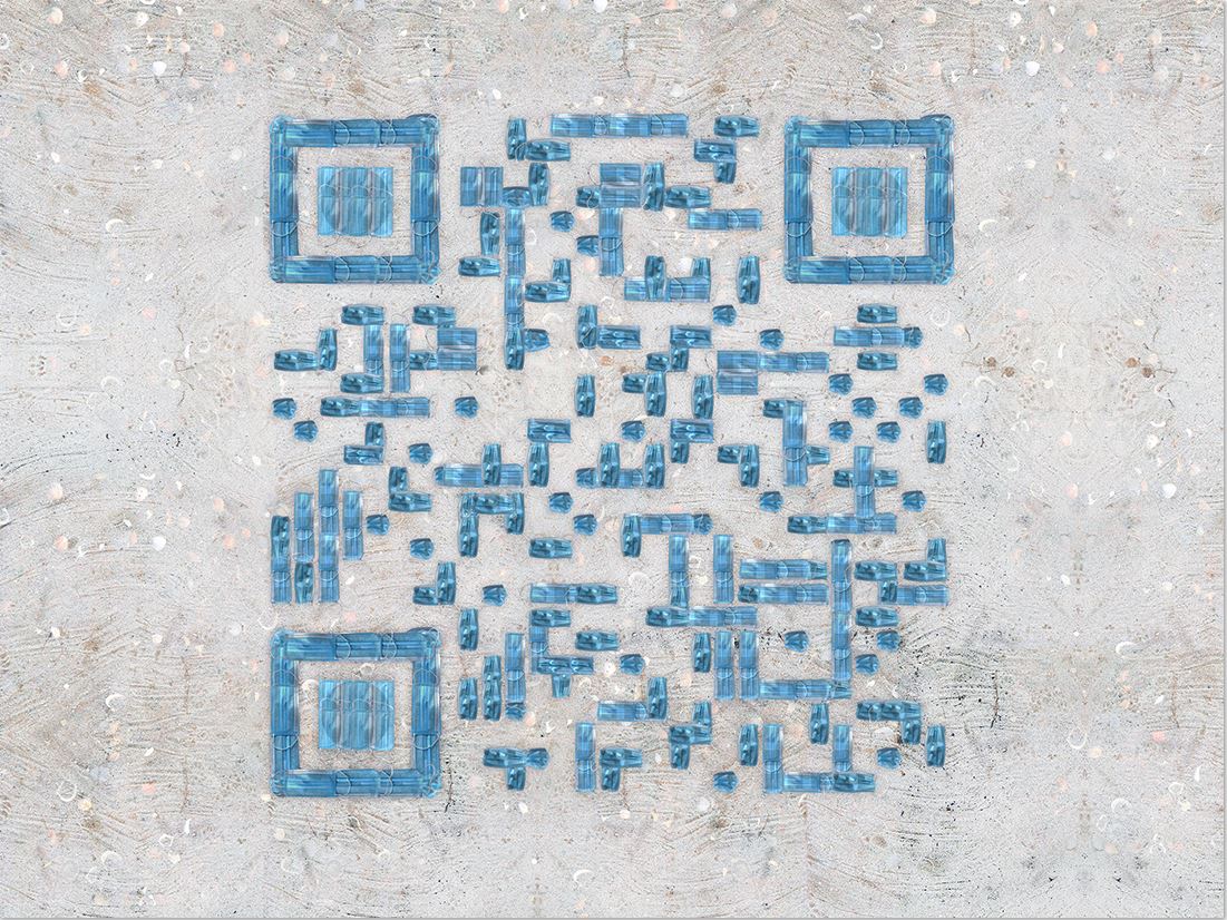 QR Code made from used face masks direct scans to COVID-19 information