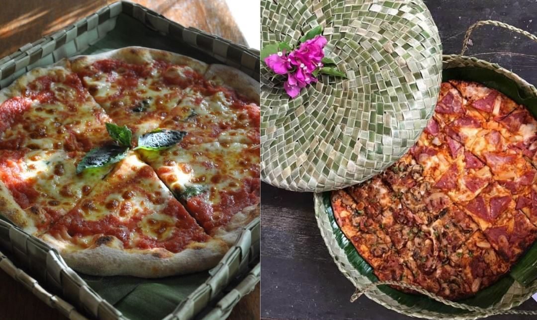 LOOK: These Philippine restos are serving pizza with reusable handwoven boxes