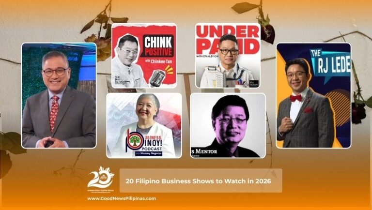 Filipino business podcasts and vodcasts featured in the GoodNewsPilipinas Top 20 list for 2026
