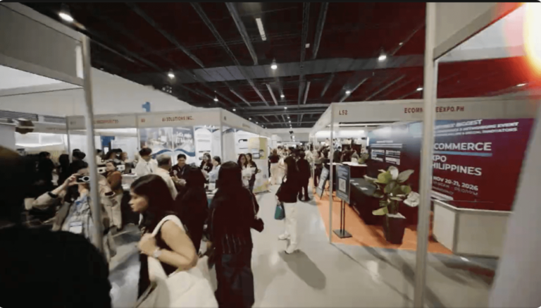 Crowds of entrepreneurs and exhibitors networking at the 18th PHILSME Business Expo in Manila.