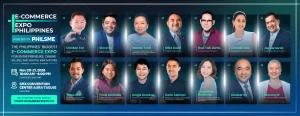 E-Commerce Expo Philippines 2026 speaker lineup featuring Chinkee Tan, Real Talk Darbs, Cristalle Belo, Boss RDR, Mommy N, Trixie Esguerra-Abrenilla, and other business and digital commerce leaders.